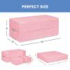 imageDelta Children Serta Perfect Sleeper Convertible Sofa ampamp Play Set for Kids and Toddlers Modular Foam Couch and Flip Out Lounger with 2 Ottomans GreyPink