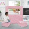 imageDelta Children Serta Perfect Sleeper Convertible Sofa ampamp Play Set for Kids and Toddlers Modular Foam Couch and Flip Out Lounger with 2 Ottomans GreyPink