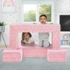 imageDelta Children Serta Perfect Sleeper Convertible Sofa ampamp Play Set for Kids and Toddlers Modular Foam Couch and Flip Out Lounger with 2 Ottomans GreyPink