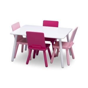 imageDelta Children Kids Table and Chair Set 4 Chairs Included NaturalPrimaryWhitePink