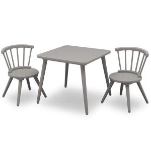 imageDelta Children Windsor Kids Wood Table Chair Set 2 Chairs Included  Ideal for Arts ampamp Crafts Snack Time Homeschooling Homework ampamp More Greenguard Gold Certified GreyGrey