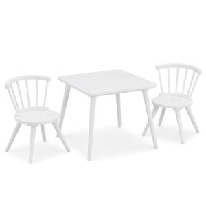 imageDelta Children Windsor Kids Wood Table Chair Set 2 Chairs Included  Ideal for Arts ampamp Crafts Snack Time Homeschooling Homework ampamp More Greenguard Gold Certified GreyBianca White