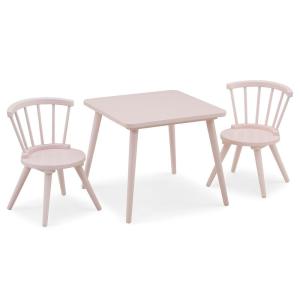 imageDelta Children Windsor Kids Wood Table Chair Set 2 Chairs Included  Ideal for Arts ampamp Crafts Snack Time Homeschooling Homework ampamp More Greenguard Gold Certified GreyBlush Pink