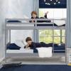 imageDelta Children Convertible Twin Over Twin Wood Bunk Bed with Ladder and Guardrails  Use as Bunk Bed or 2 StandAlone Twin Beds GreyBunk Bed Only