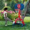 imageDelta Children Disney Minnie Mouse 4in1 Sports Center  Adjustable Easy Score Basketball Hoop SoccerHockey Net and Golf Game 4 GolfHockey Balls PinkMarvel SpiderMan
