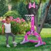imageDelta Children Disney Minnie Mouse 4in1 Sports Center  Adjustable Easy Score Basketball Hoop SoccerHockey Net and Golf Game 4 GolfHockey Balls PinkMinnie Mouse