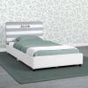 imageDelta Children Personalized Upholstered Twin Size Bed with Headboard Premium Wood Slat Support No Box Spring Needed Easy Assembly GreyWhite Stripe