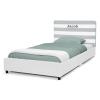 imageDelta Children Personalized Upholstered Twin Size Bed with Headboard Premium Wood Slat Support No Box Spring Needed Easy Assembly GreyWhite Stripe