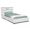 imageDelta Children Personalized Upholstered Twin Size Bed with Headboard Premium Wood Slat Support No Box Spring Needed Easy Assembly GreyWhite Stripe
