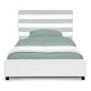 imageDelta Children Upholstered Twin Size Bed with Headboard Premium Wood Slat Support No Box Spring Needed Easy Assembly GreyWhite StripeGreyWhite Stripe