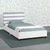 imageDelta Children Upholstered Twin Size Bed with Headboard Premium Wood Slat Support No Box Spring Needed Easy Assembly GreyWhite StripeGreyWhite Stripe