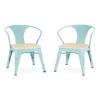 imageDelta Children Bistro 2Piece Chair Set Aqua MetalNatural BirchAqua With Natural Birch