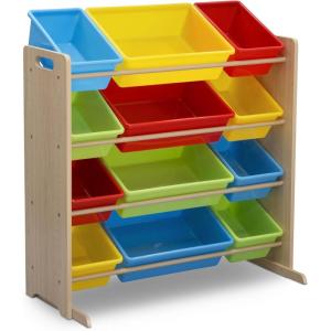 imageDelta Children Kids Toy Storage Organizer with 12 Plastic Bins  Greenguard Gold Certified NaturalPrimaryNaturalPrimary