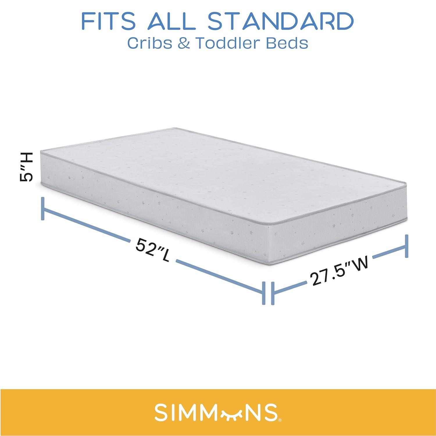 imageSimmons Kids Silver Nights Dual Sided 2Stage Baby Crib Mattress and Toddler Mattress  GREENGUARD Gold  Waterproof  Sustainably Sourced Core Fiber Core Grey