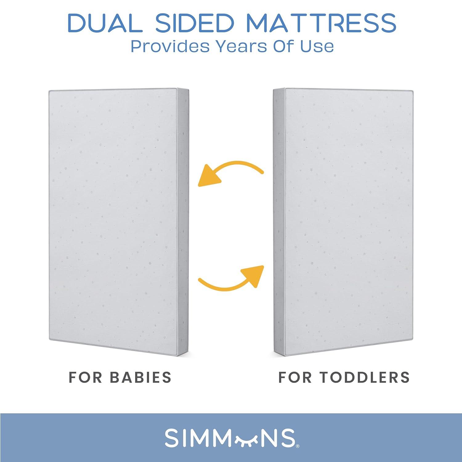 imageSimmons Kids Silver Nights Dual Sided 2Stage Baby Crib Mattress and Toddler Mattress  GREENGUARD Gold  Waterproof  Sustainably Sourced Core Fiber Core Grey