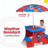 imageDelta Children 4 Seat Activity Picnic Table with Umbrella and Lego Compatible Tabletop PAW PatrolMickey Mouse