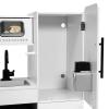 imageDelta Children Deluxe Modern Kitchen  Toy Kitchen Playset with Realistic Knobs That TurnClick Oven Sink and FridgeFreezer with Ice Maker White
