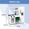 imageDelta Children Deluxe Modern Kitchen  Toy Kitchen Playset with Realistic Knobs That TurnClick Oven Sink and FridgeFreezer with Ice Maker White