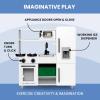 imageDelta Children Deluxe Modern Kitchen  Toy Kitchen Playset with Realistic Knobs That TurnClick Oven Sink and FridgeFreezer with Ice Maker White