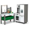 imageDelta Children Gourmet AllinOne Corner Play Kitchen  Toy Kitchen Playset with Safe ampamp Heatless Stove with Lights Oven Sink FridgeFreezer with Ice Maker and 20 Accessories NaturalWhiteNaturalWhite