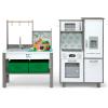 imageDelta Children Gourmet AllinOne Corner Play Kitchen  Toy Kitchen Playset with Safe ampamp Heatless Stove with Lights Oven Sink FridgeFreezer with Ice Maker and 20 Accessories NaturalWhiteNaturalWhite
