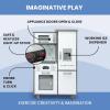 imageDelta Children Gourmet AllinOne Corner Play Kitchen  Toy Kitchen Playset with Safe ampamp Heatless Stove with Lights Oven Sink FridgeFreezer with Ice Maker and 20 Accessories NaturalWhiteNaturalWhite