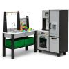 imageDelta Children Gourmet AllinOne Corner Play Kitchen  Toy Kitchen Playset with Safe ampamp Heatless Stove with Lights Oven Sink FridgeFreezer with Ice Maker and 20 Accessories NaturalWhiteGrey