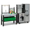 imageDelta Children Gourmet AllinOne Corner Play Kitchen  Toy Kitchen Playset with Safe ampamp Heatless Stove with Lights Oven Sink FridgeFreezer with Ice Maker and 20 Accessories NaturalWhiteGrey