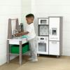 imageDelta Children Gourmet AllinOne Corner Play Kitchen  Toy Kitchen Playset with Safe ampamp Heatless Stove with Lights Oven Sink FridgeFreezer with Ice Maker and 20 Accessories NaturalWhiteNaturalWhite