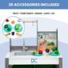 imageDelta Children Gourmet AllinOne Corner Play Kitchen  Toy Kitchen Playset with Safe ampamp Heatless Stove with Lights Oven Sink FridgeFreezer with Ice Maker and 20 Accessories NaturalWhiteNaturalWhite