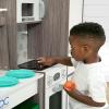 imageDelta Children Gourmet AllinOne Corner Play Kitchen  Toy Kitchen Playset with Safe ampamp Heatless Stove with Lights Oven Sink FridgeFreezer with Ice Maker and 20 Accessories NaturalWhiteNaturalWhite