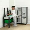 imageDelta Children Gourmet AllinOne Corner Play Kitchen  Toy Kitchen Playset with Safe ampamp Heatless Stove with Lights Oven Sink FridgeFreezer with Ice Maker and 20 Accessories NaturalWhiteGrey