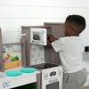 imageDelta Children Gourmet AllinOne Corner Play Kitchen  Toy Kitchen Playset with Safe ampamp Heatless Stove with Lights Oven Sink FridgeFreezer with Ice Maker and 20 Accessories NaturalWhiteNaturalWhite