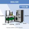 imageDelta Children Gourmet AllinOne Corner Play Kitchen  Toy Kitchen Playset with Safe ampamp Heatless Stove with Lights Oven Sink FridgeFreezer with Ice Maker and 20 Accessories NaturalWhiteGrey