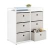 imageDelta Children Hayes Changing Table and Dresser for Bedroom with 6 Fabric Drawers Bianca WhiteFlax BinsBianca WhiteFlax Bins