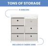 imageDelta Children Hayes Changing Table and Dresser for Bedroom with 6 Fabric Drawers Bianca WhiteFlax BinsBianca WhiteFlax Bins