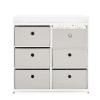 imageDelta Children Hayes Changing Table and Dresser for Bedroom with 6 Fabric Drawers Bianca WhiteFlax BinsBianca WhiteFlax Bins