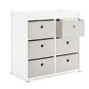 imageDelta Children Hayes Changing Table and Dresser for Bedroom with 6 Fabric Drawers Bianca WhiteFlax BinsBianca WhiteFlax Bins