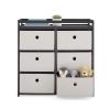 imageDelta Children Hayes Changing Table and Dresser for Bedroom with 6 Fabric Drawers Bianca WhiteFlax BinsCharcoal GreyFlax