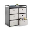 imageDelta Children Hayes Changing Table and Dresser for Bedroom with 6 Fabric Drawers Bianca WhiteFlax BinsCharcoal GreyFlax