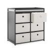 imageDelta Children Hayes Changing Table and Dresser for Bedroom with 6 Fabric Drawers Bianca WhiteFlax BinsCharcoal GreyFlax