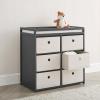 imageDelta Children Hayes Changing Table and Dresser for Bedroom with 6 Fabric Drawers Bianca WhiteFlax BinsCharcoal GreyFlax