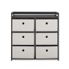 imageDelta Children Hayes Changing Table and Dresser for Bedroom with 6 Fabric Drawers Bianca WhiteFlax BinsCharcoal GreyFlax
