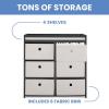 imageDelta Children Hayes Changing Table and Dresser for Bedroom with 6 Fabric Drawers Bianca WhiteFlax BinsCharcoal GreyFlax