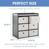 imageDelta Children Hayes Changing Table and Dresser for Bedroom with 6 Fabric Drawers Bianca WhiteFlax BinsCharcoal GreyFlax
