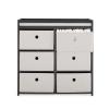 imageDelta Children Hayes Changing Table and Dresser for Bedroom with 6 Fabric Drawers Bianca WhiteFlax BinsCharcoal GreyFlax