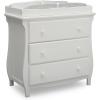 imageDelta Children Lancaster 3 Drawer Dresser with Changing Top and Interlocking Drawers  Greenguard Gold Certified GreyBianca White