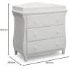 imageDelta Children Lancaster 3 Drawer Dresser with Changing Top and Interlocking Drawers  Greenguard Gold Certified GreyBianca White