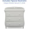 imageDelta Children Lancaster 3 Drawer Dresser with Changing Top and Interlocking Drawers  Greenguard Gold Certified GreyBianca White