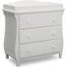 imageDelta Children Lancaster 3 Drawer Dresser with Changing Top and Interlocking Drawers  Greenguard Gold Certified GreyBianca White